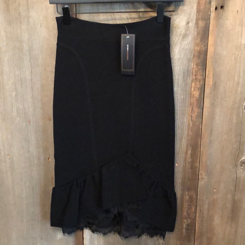 BCBGMAXAZRIA Lace Wool Skirt in Black Size Small Women’s